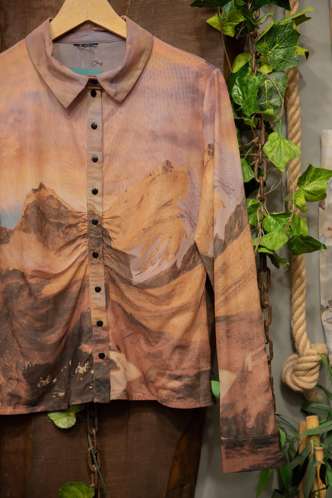 Y2K Sheer Sunset Transparan Bluz