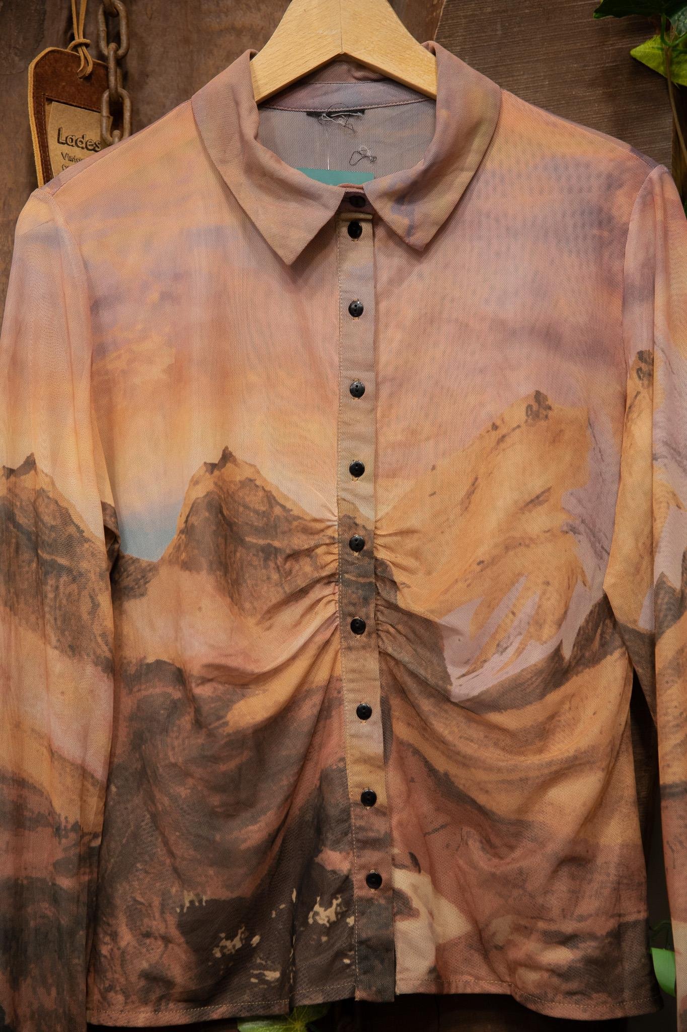 Y2K Sheer Sunset Transparan Bluz