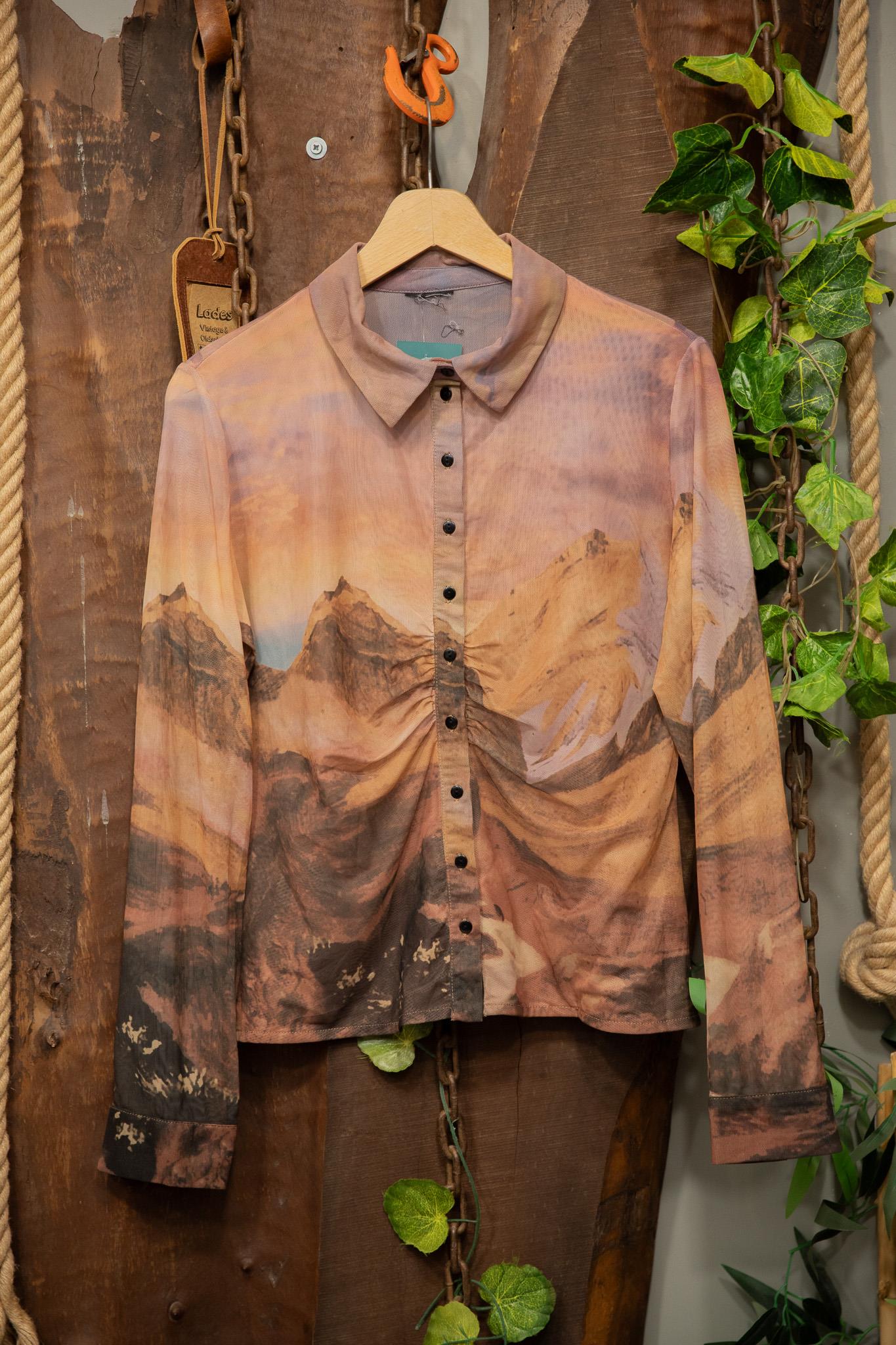 Y2K Sheer Sunset Transparan Bluz