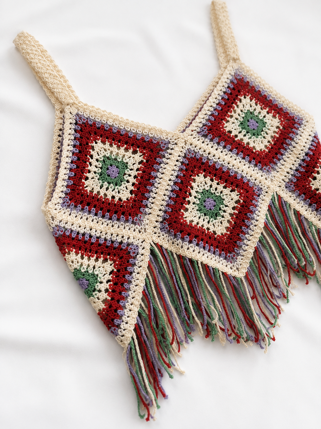 Y2K Tığ Örgülü Püsküllü Boho Crop