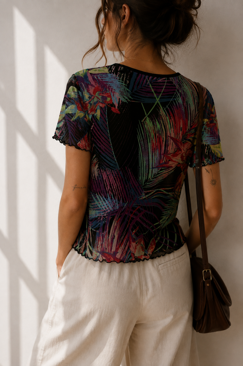 Y2K Tropikal Floral Bluz