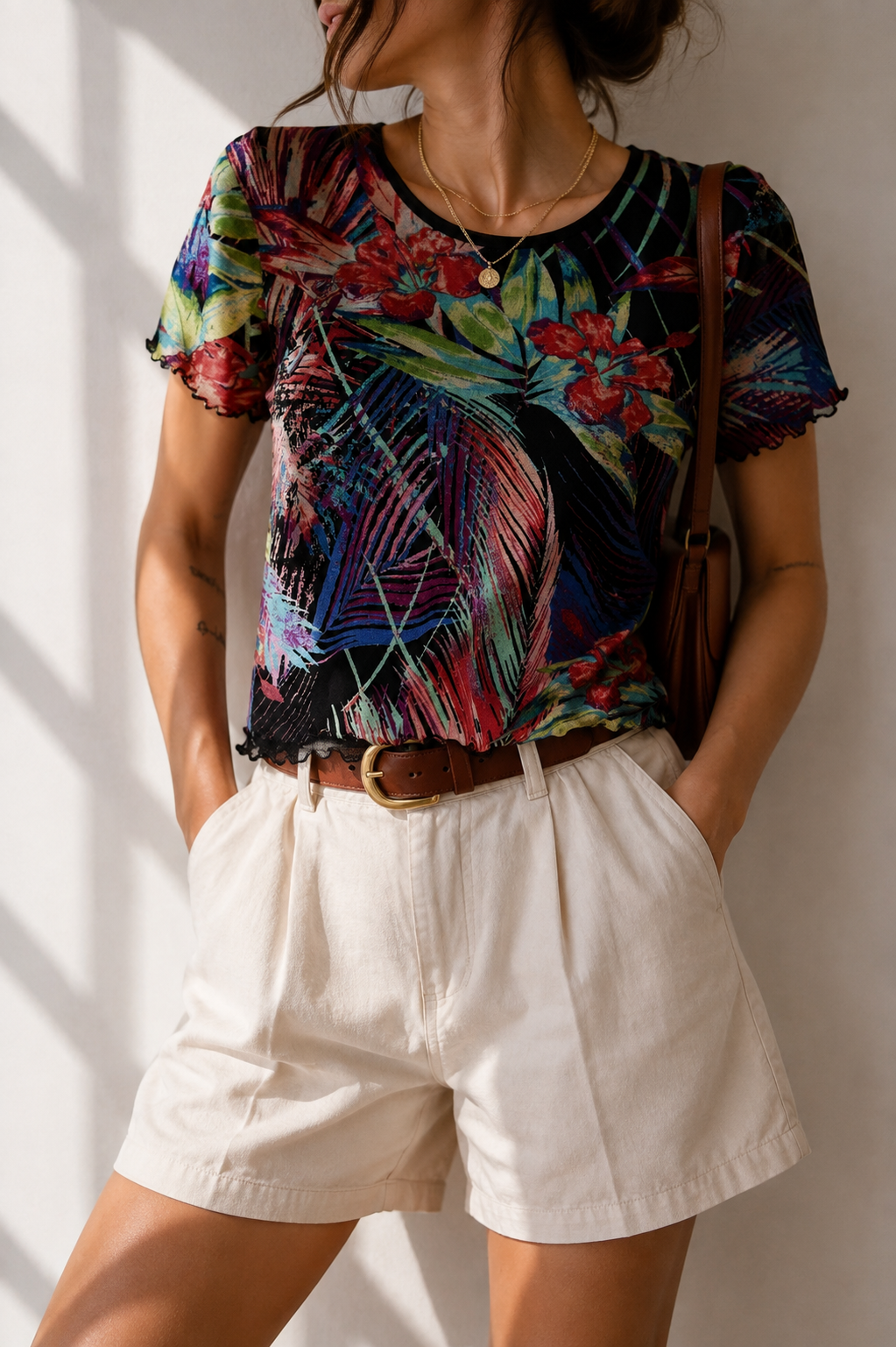 Y2K Tropikal Floral Bluz
