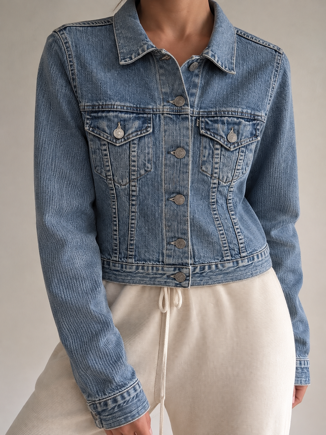 Y2K Yıkamalı Blue Denim Ceket