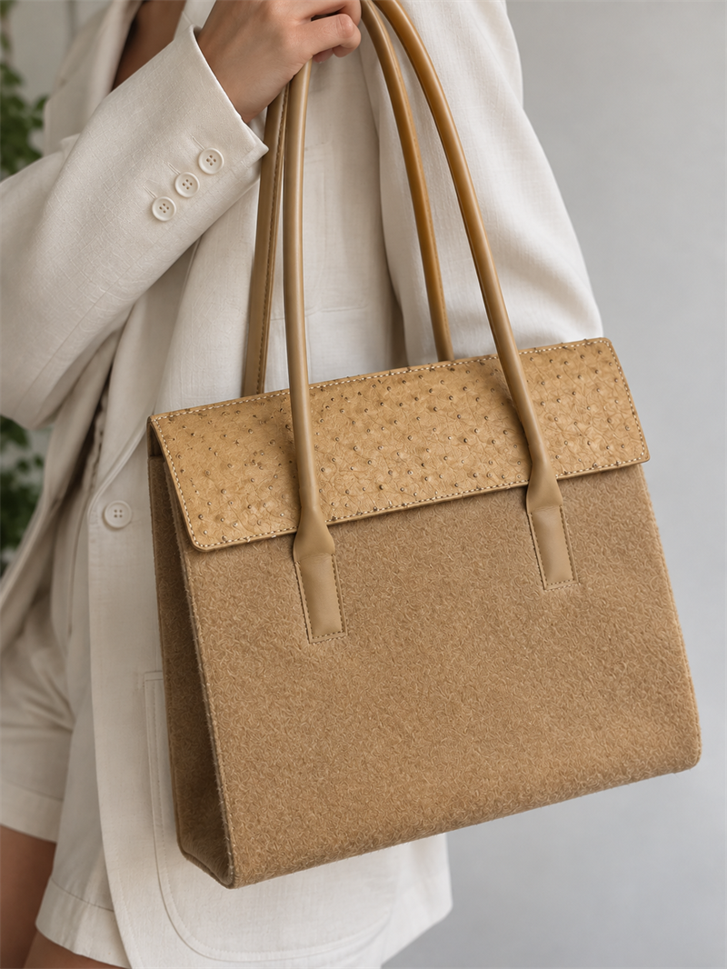 1970s Camel Suede-Feel Çanta