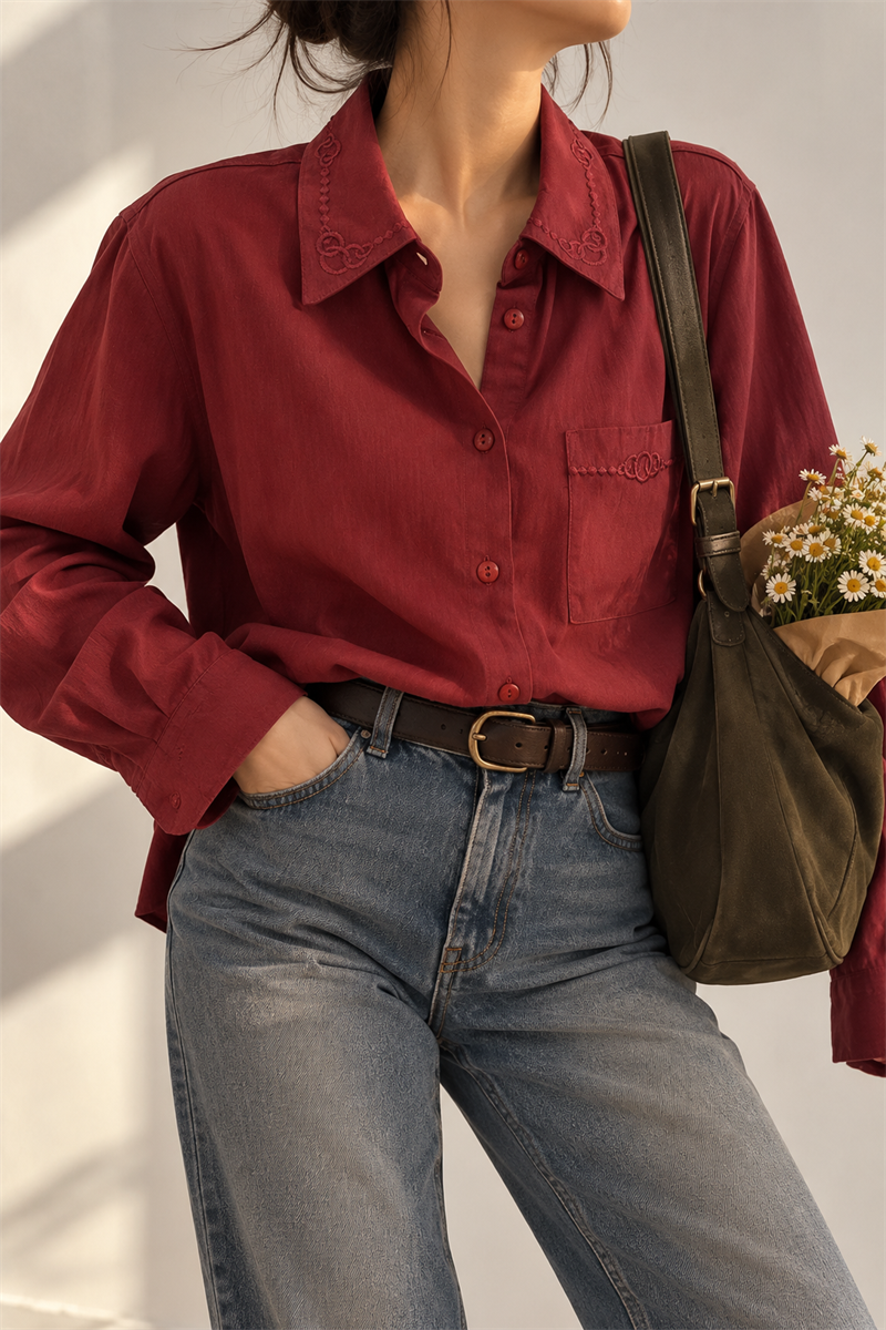 1970s Western Romance Gömlek