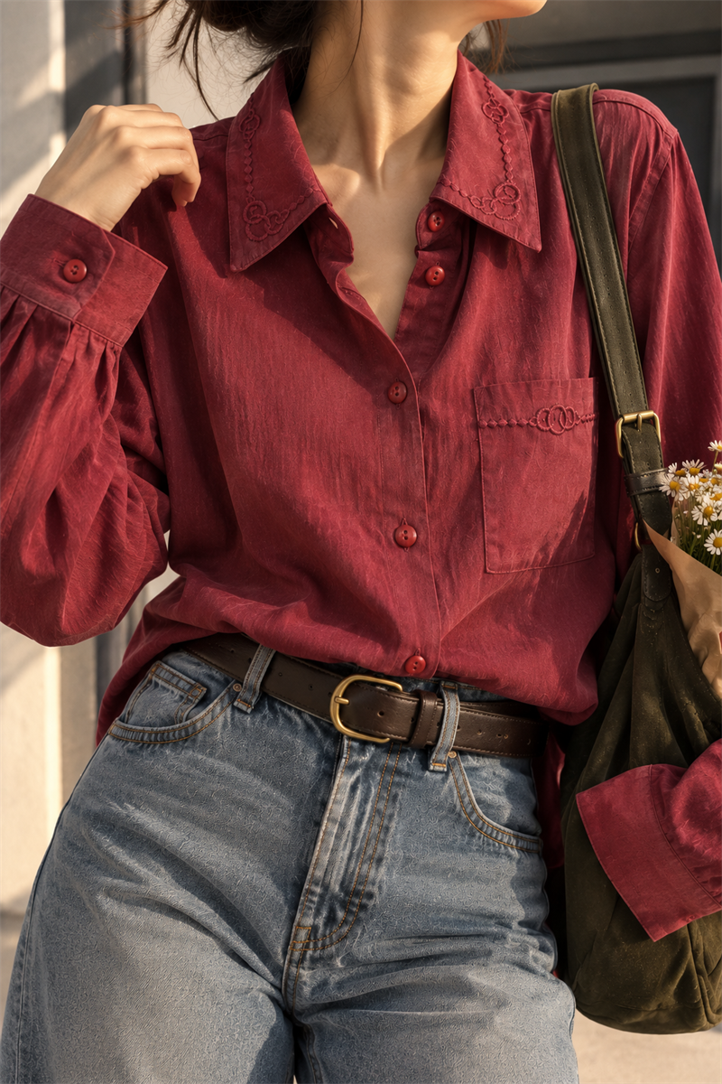 1970s Western Romance Gömlek