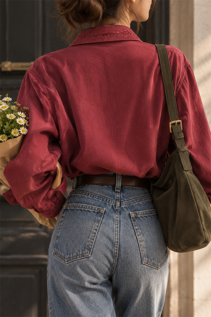 1970s Western Romance Gömlek