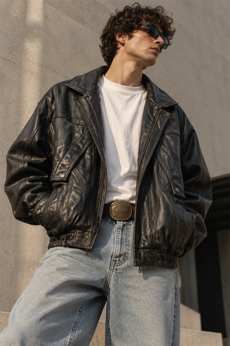 1980s American Bomber Deri Ceket