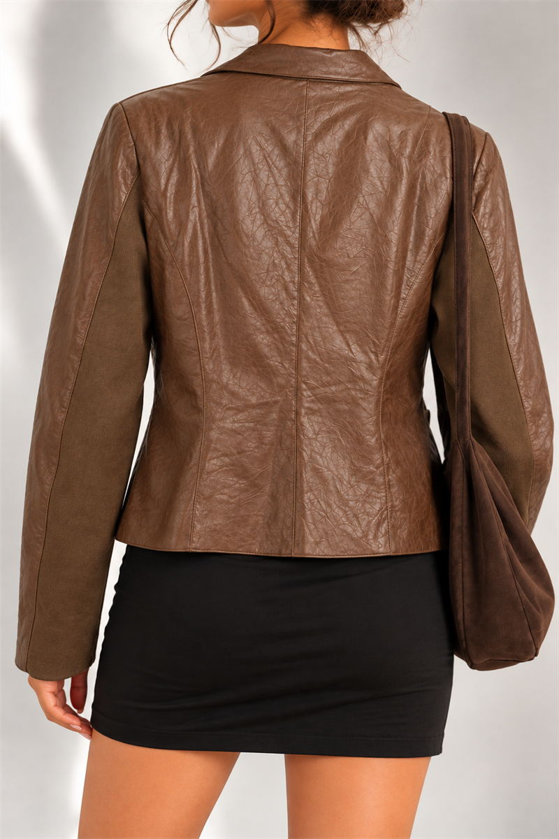 1980s Brown Biker Deri Ceket