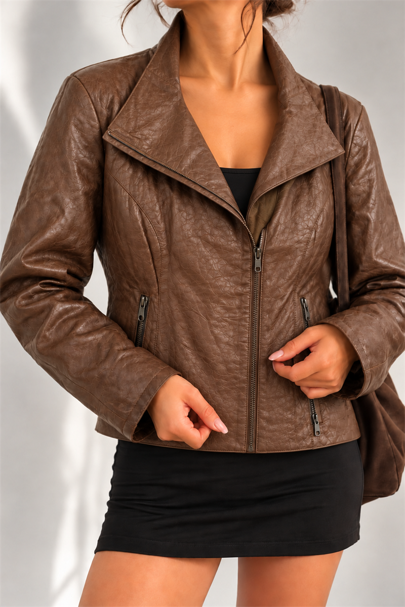 1980s Brown Biker Deri Ceket