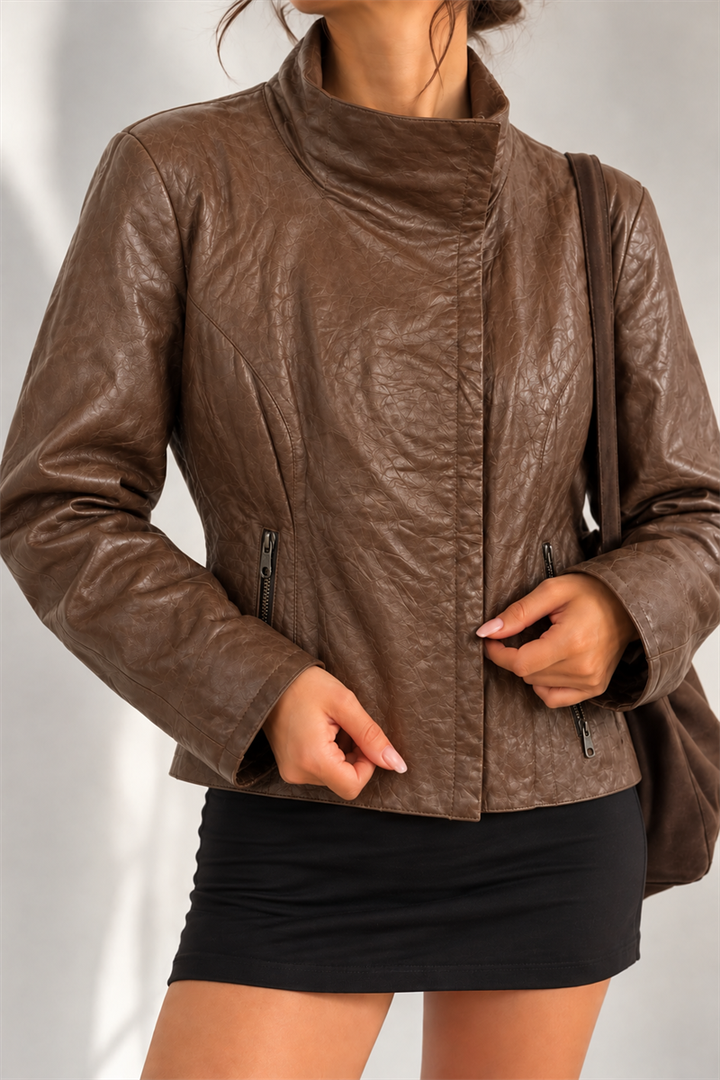 1980s Brown Biker Deri Ceket