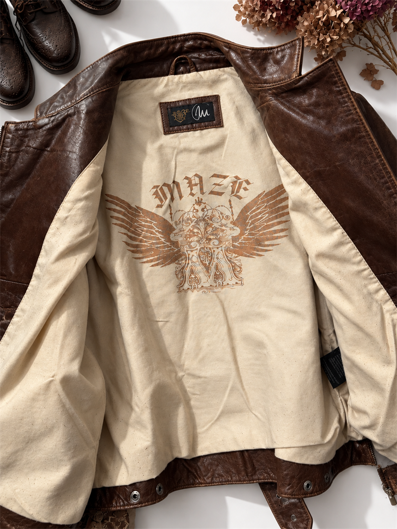 1980s Brown Rocker Deri Ceket
