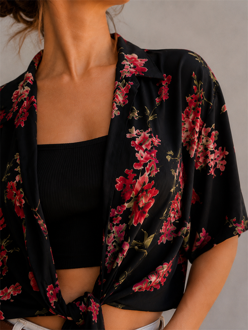 1980s Francesca Çiçek Desenli Kimono/Gömlek