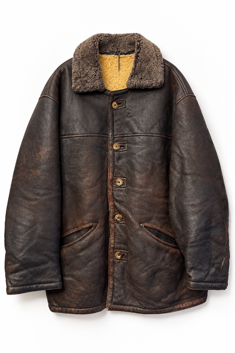 1980s İçi Kürklü Shearling Kaban/Deri Ceket