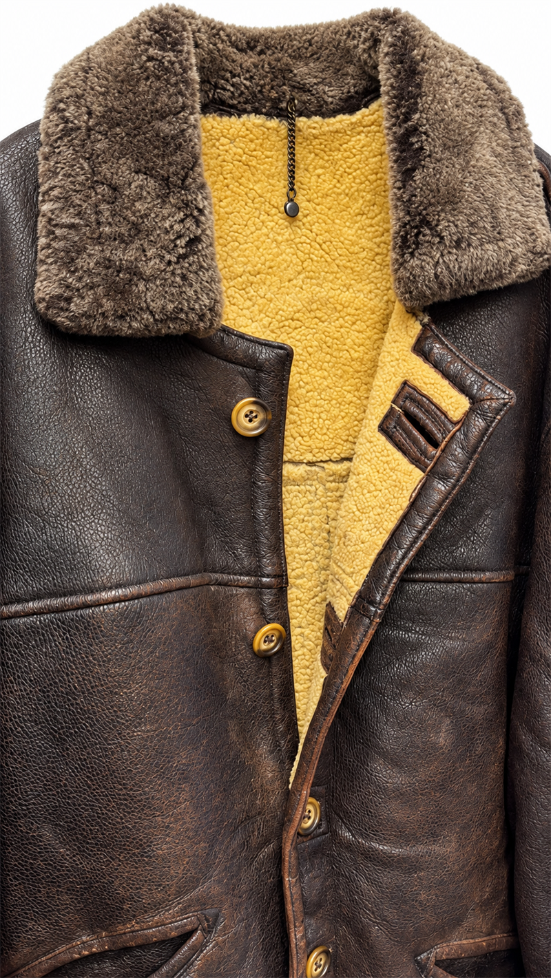 1980s İçi Kürklü Shearling Kaban/Deri Ceket