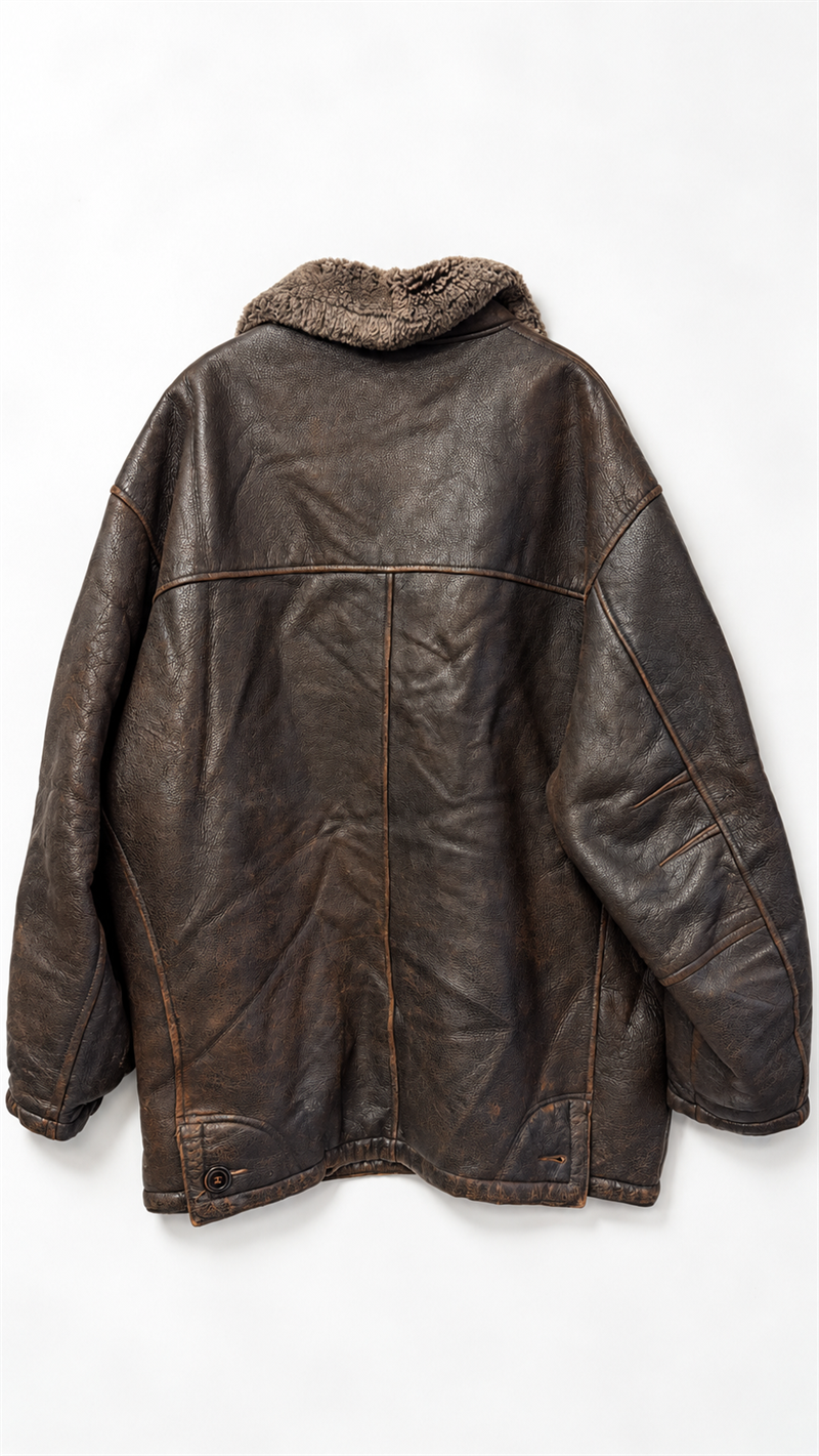 1980s İçi Kürklü Shearling Kaban/Deri Ceket