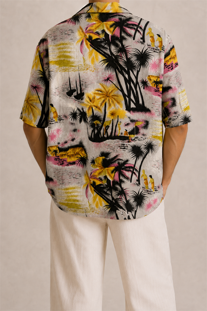 1980s Küba Yaka Hawaii Gömlek