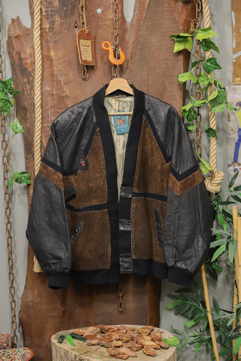 1980s Oversize Süet&Deri Ceket