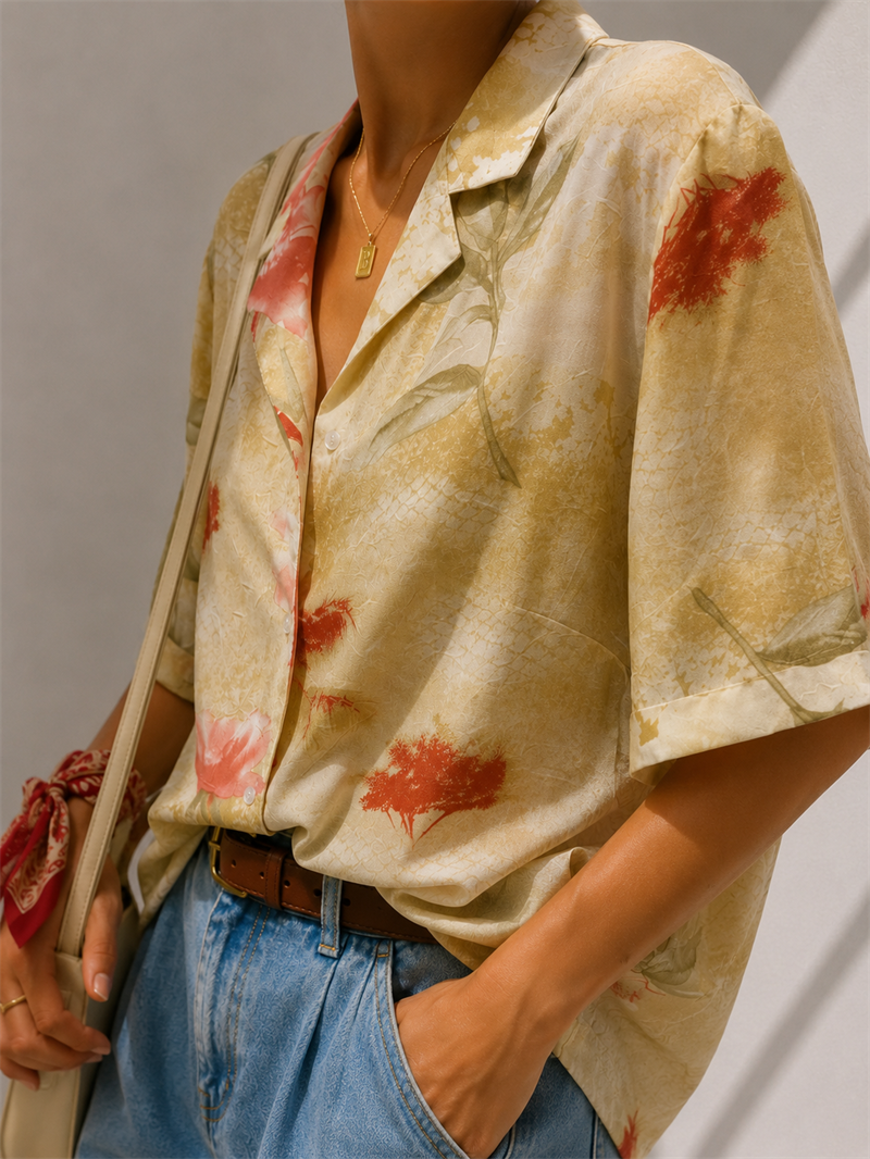 1990s Aloha Style Geniş Yaka Gömlek