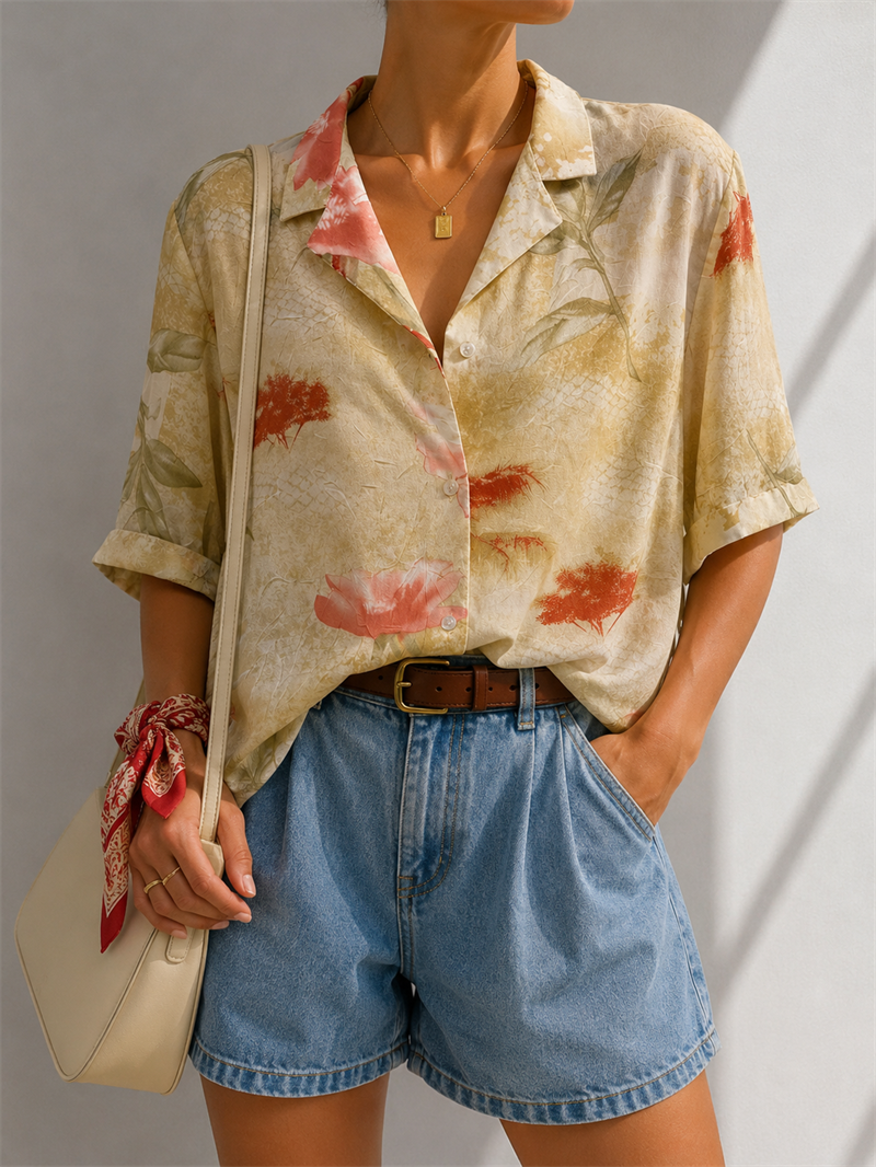 1990s Aloha Style Geniş Yaka Gömlek