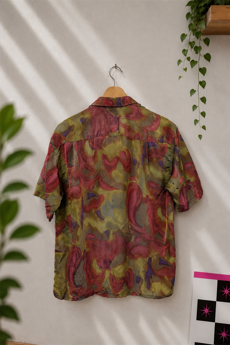 1990s Batik Desenli Oversize Gömlek