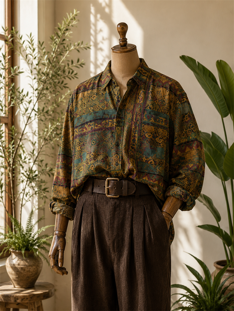 1990s Bohemian Etnik Gömlek