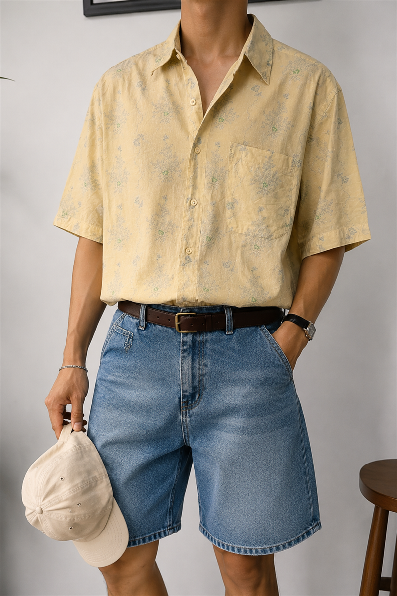 1990s Botanik Motifli Salaş Gömlek