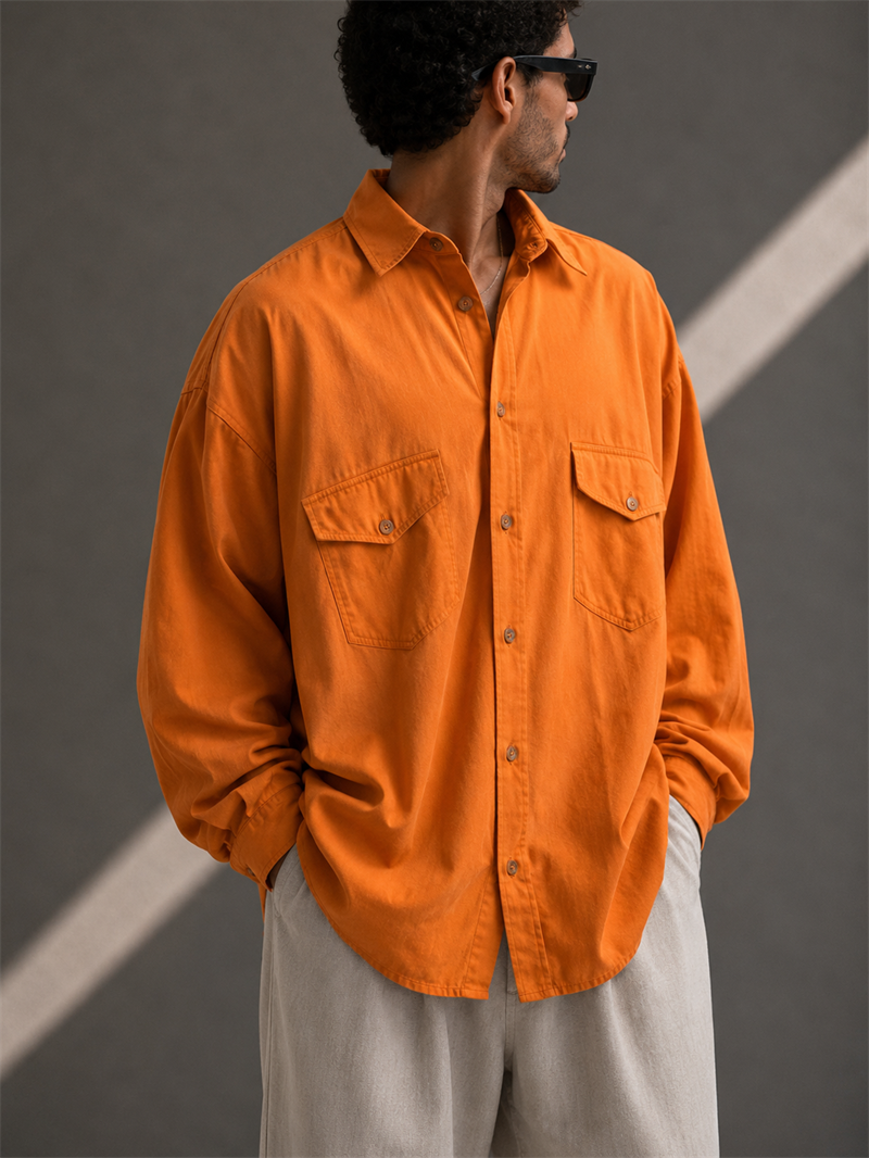 1990s Cepli Orange Gömlek