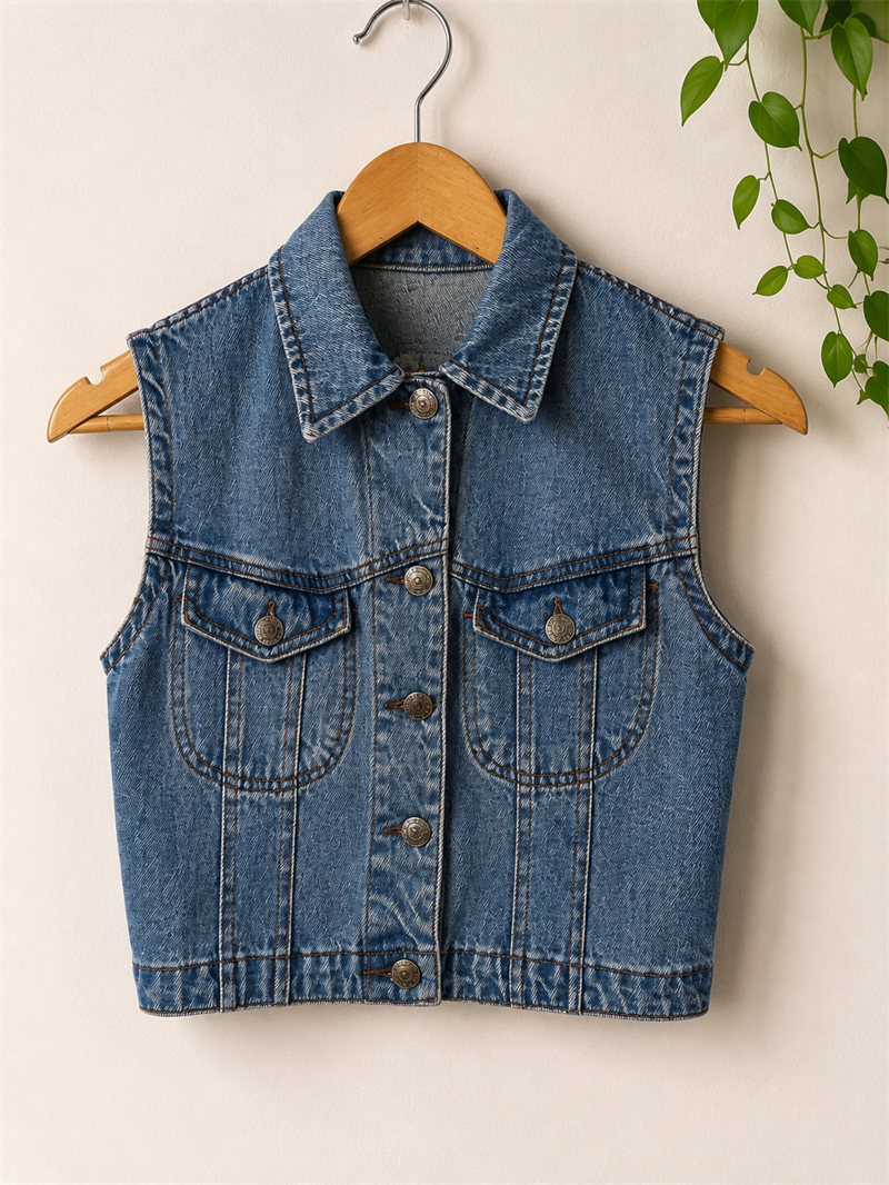 1990s Crop Classic Kot Yelek