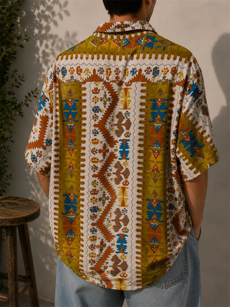 1990s Etnik Kilim Motifli Gömlek