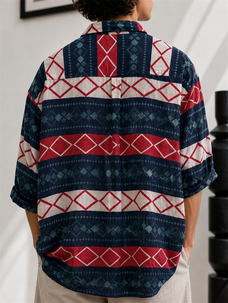 1990s Etnik Oversize Gömlek