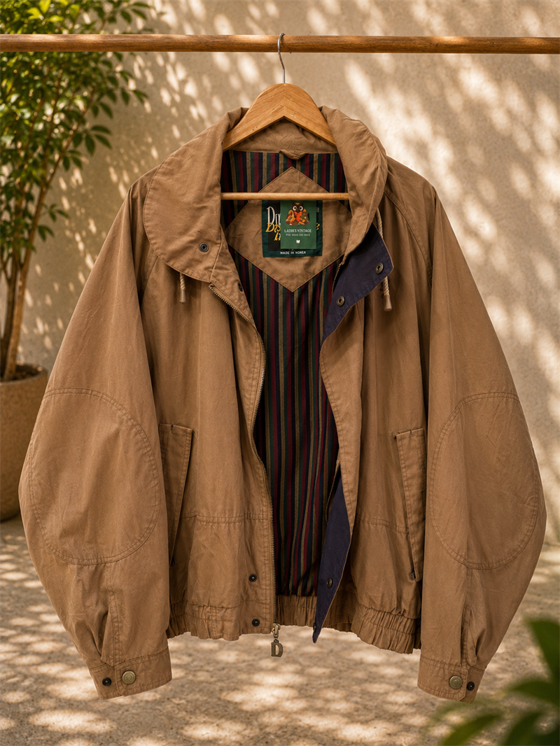1990s Korea Image Khaki Casual Tişört