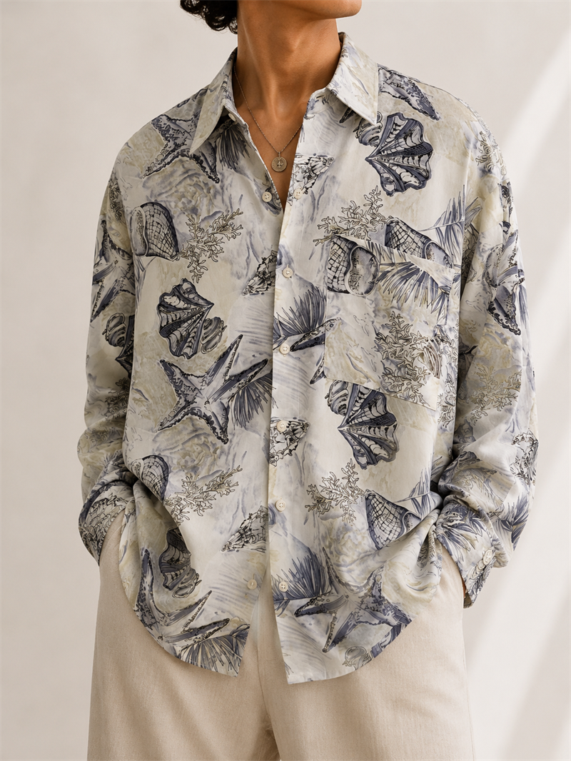 1990s Marine Motifli Oversize Gömlek