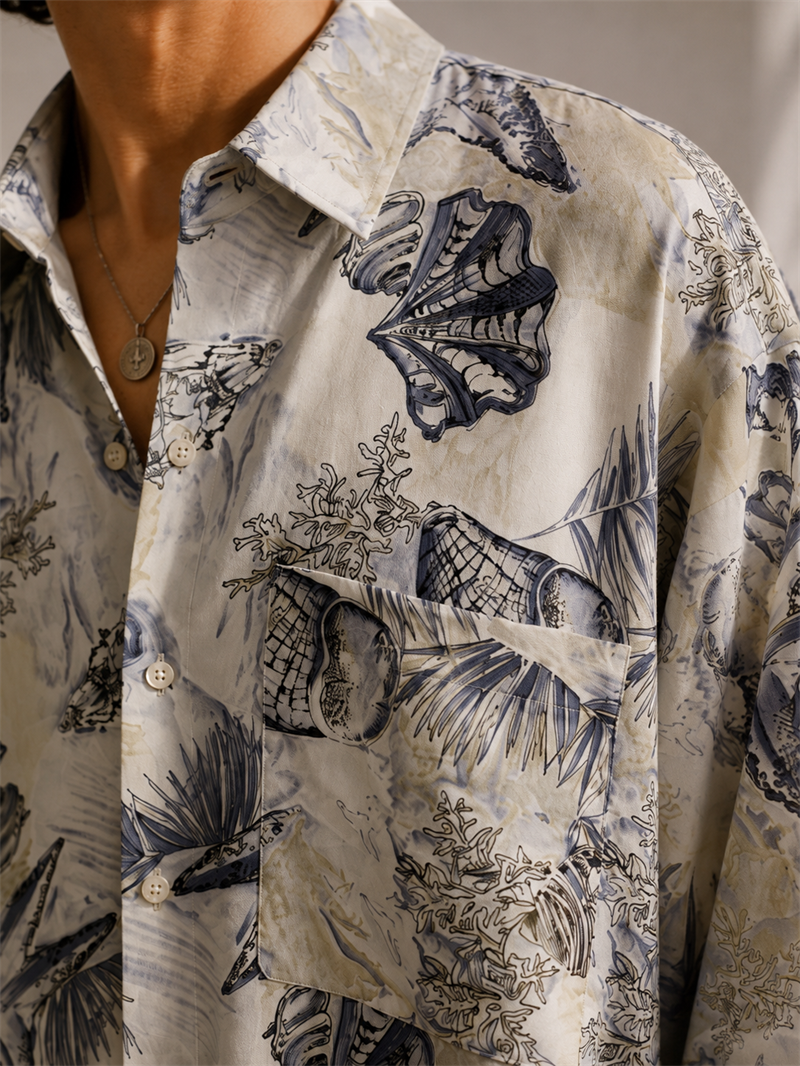 1990s Marine Motifli Oversize Gömlek
