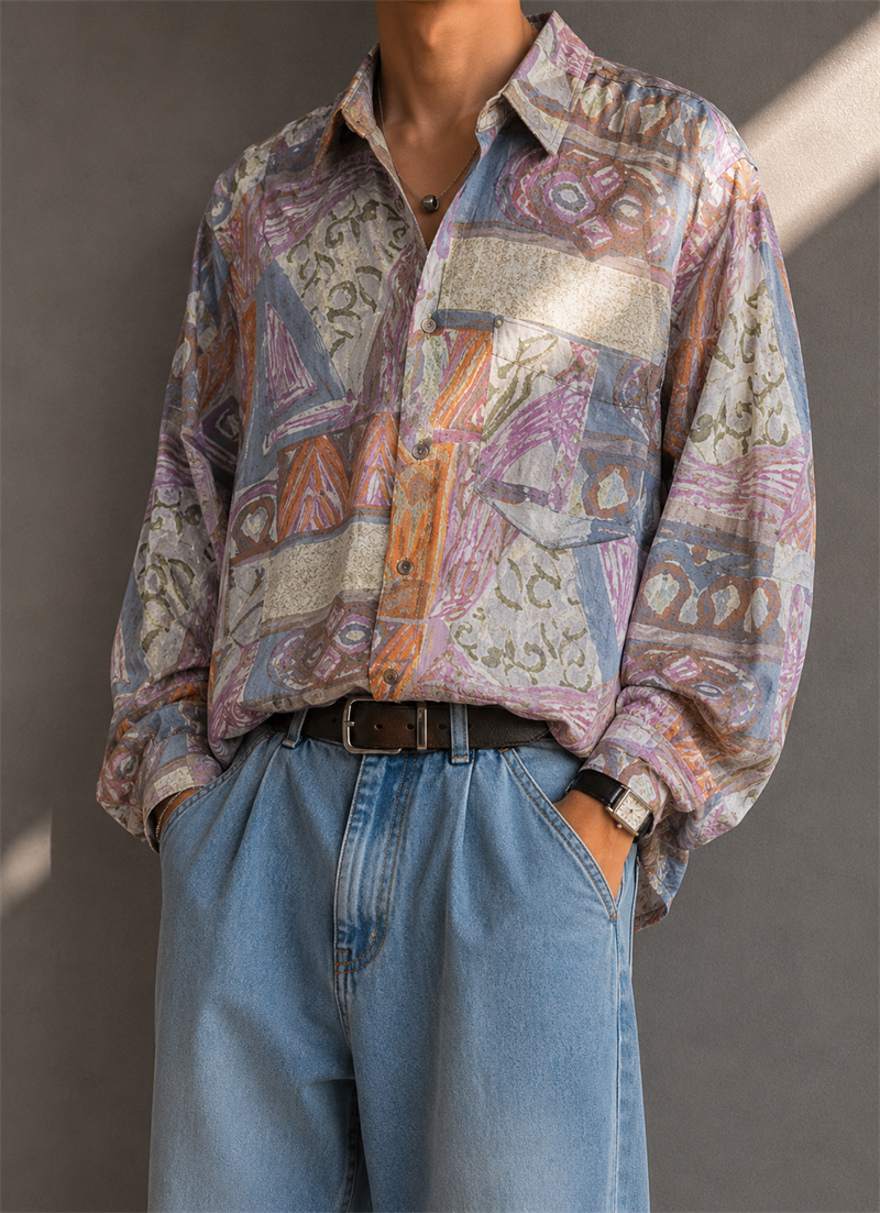 1990s Oversize Artistik Gömlek