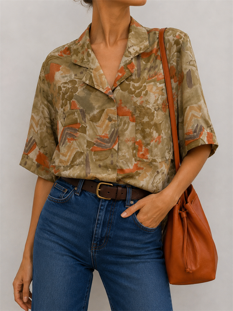 1990s Safari/Aloha Çift Cepli Gömlek