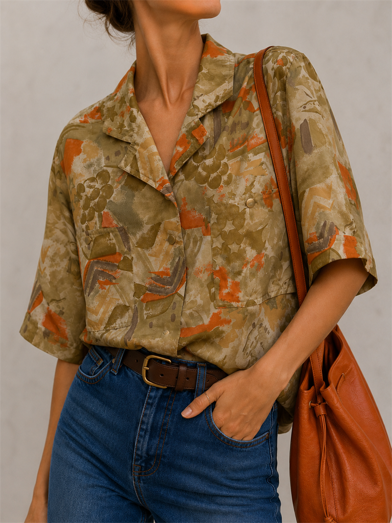 1990s Safari/Aloha Çift Cepli Gömlek