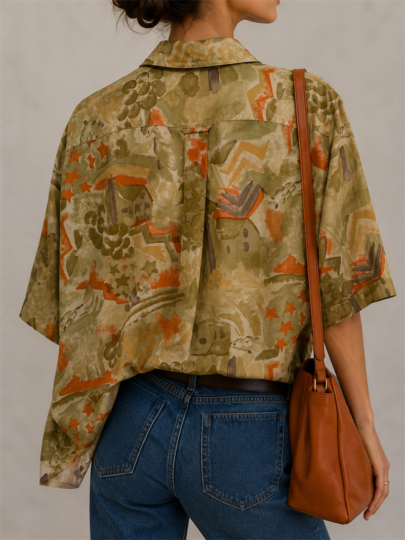 1990s Safari/Aloha Çift Cepli Gömlek
