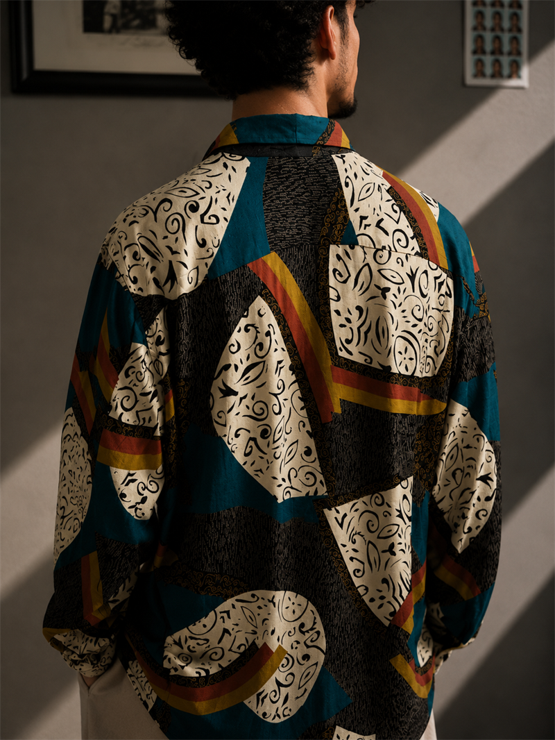 1990s Swirl Print Gömlek