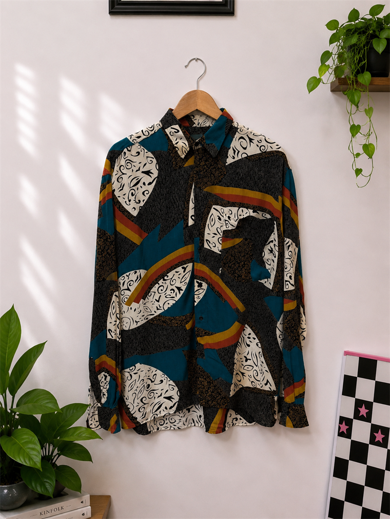 1990s Swirl Print Gömlek