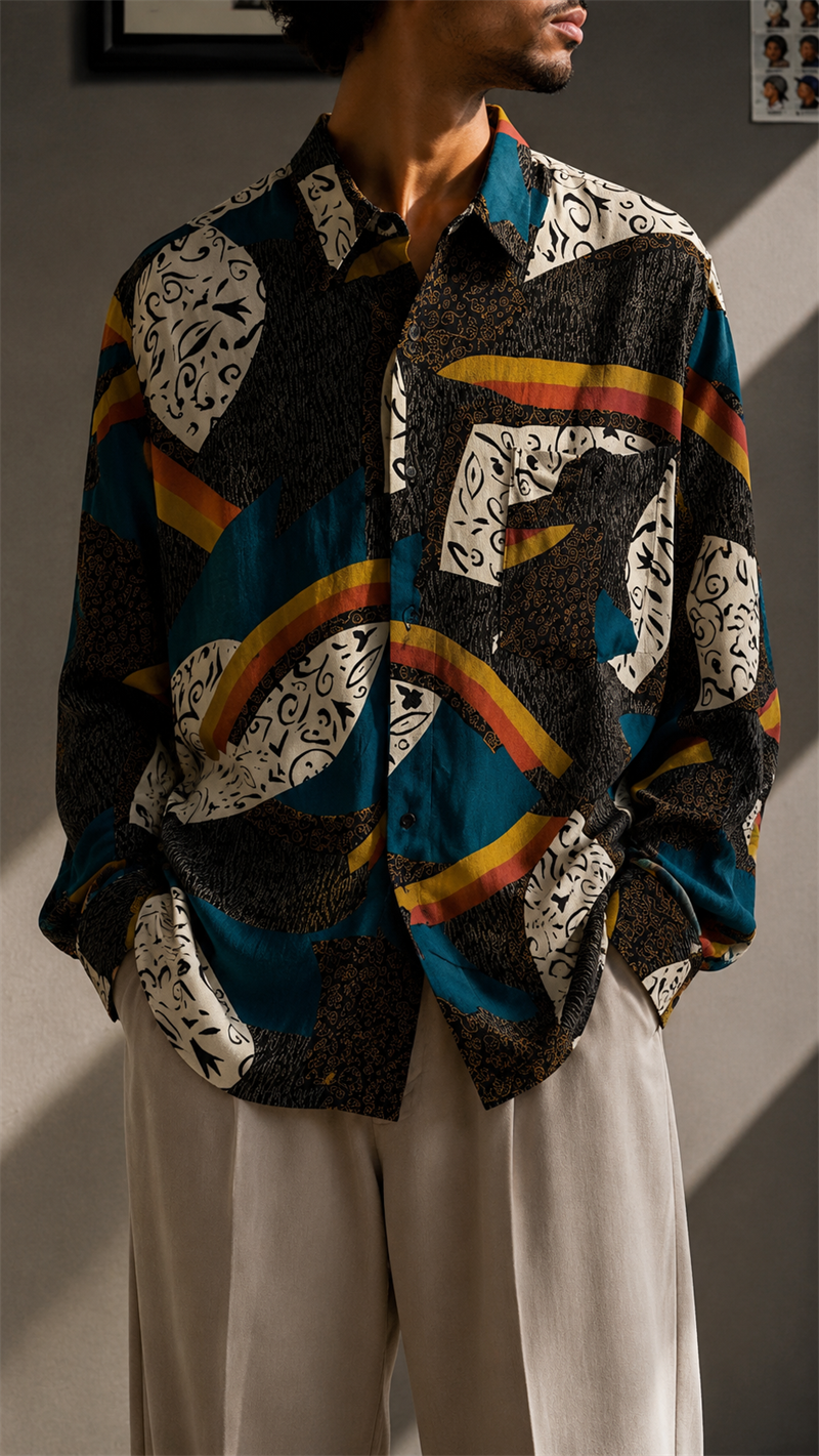 1990s Swirl Print Gömlek