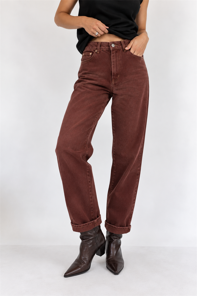 1990s Terracotta Kiremit Renk Jean Pantolon