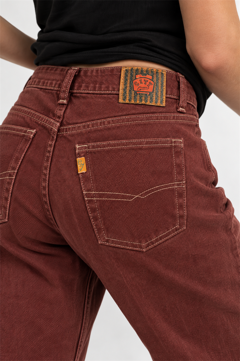 1990s Terracotta Kiremit Renk Jean Pantolon