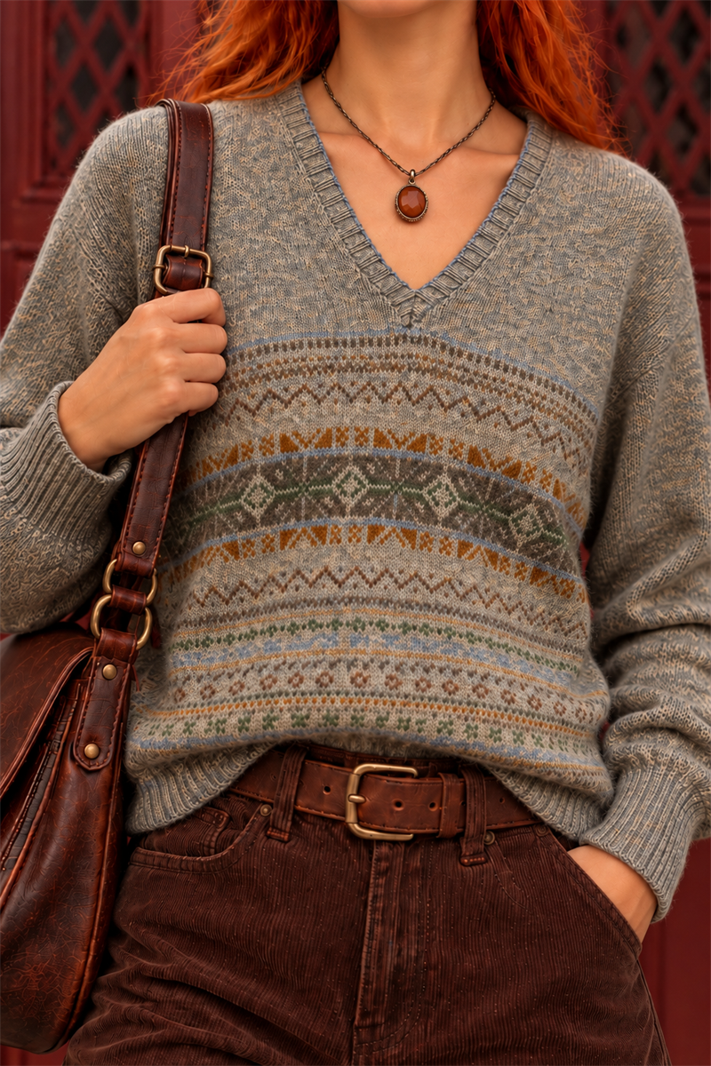 1990s V-Neck İskandinav Kazak