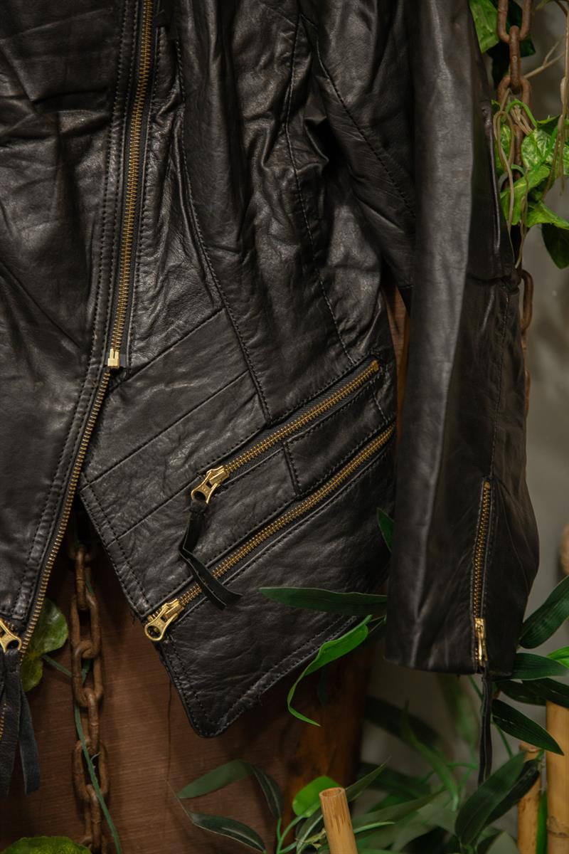 2000s Black Moto Deri Ceket