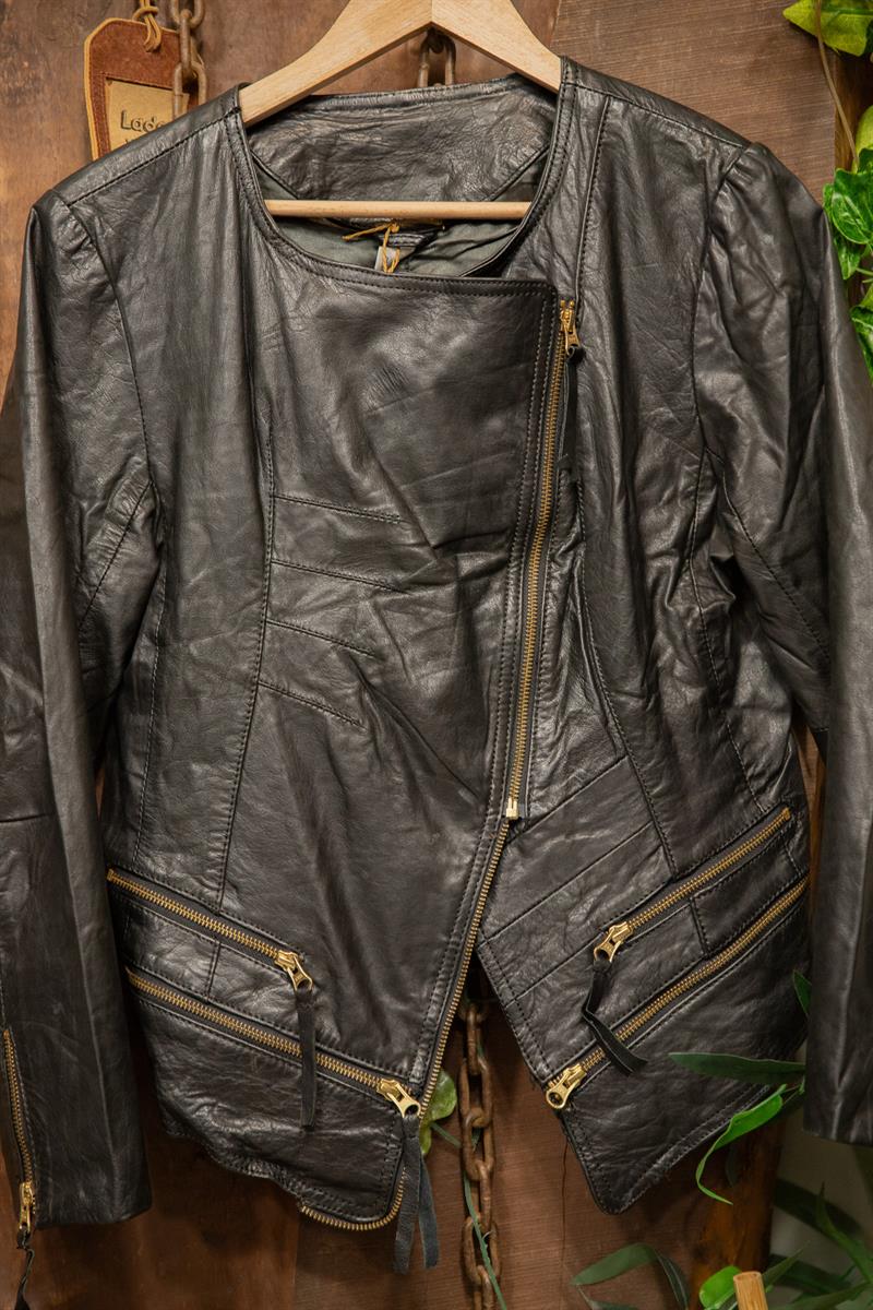 2000s Black Moto Deri Ceket