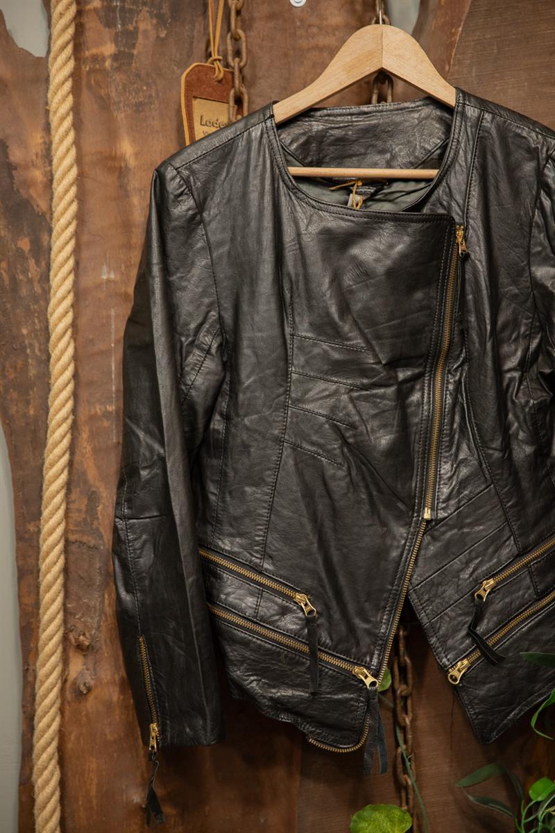 2000s Black Moto Deri Ceket