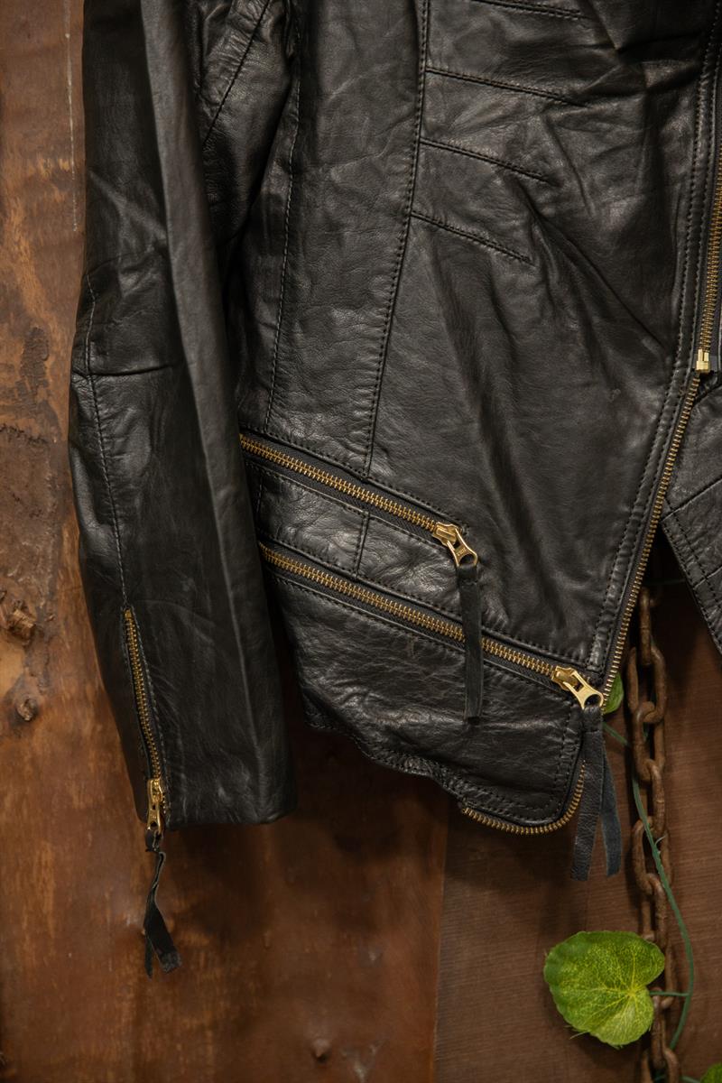 2000s Black Moto Deri Ceket