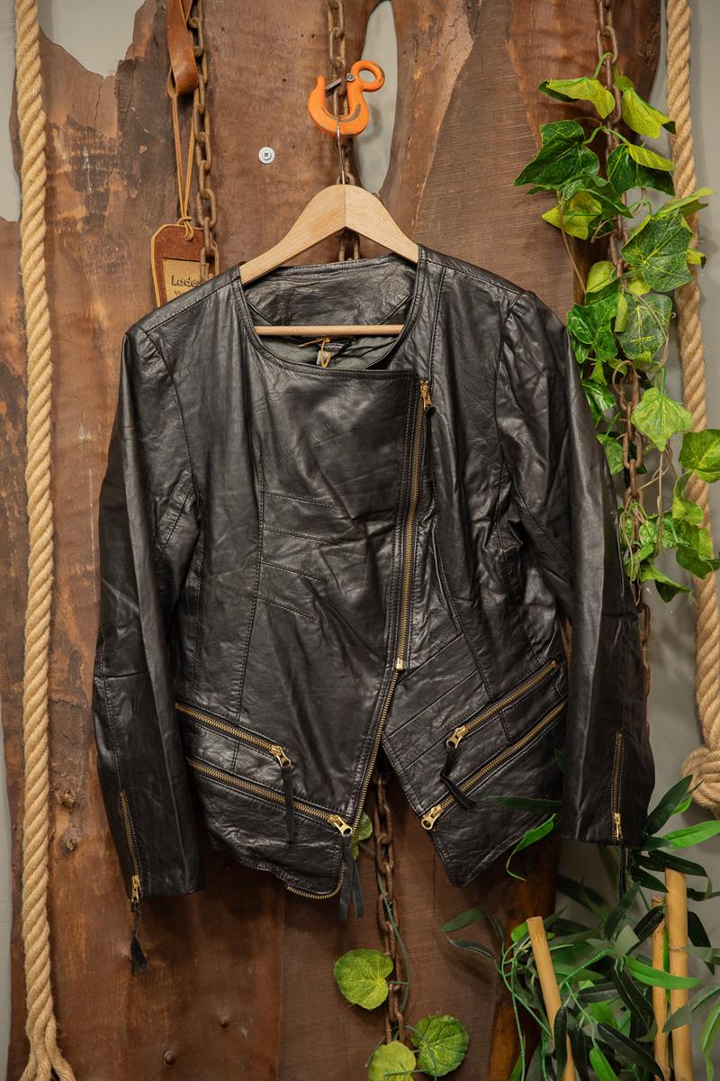 2000s Black Moto Deri Ceket