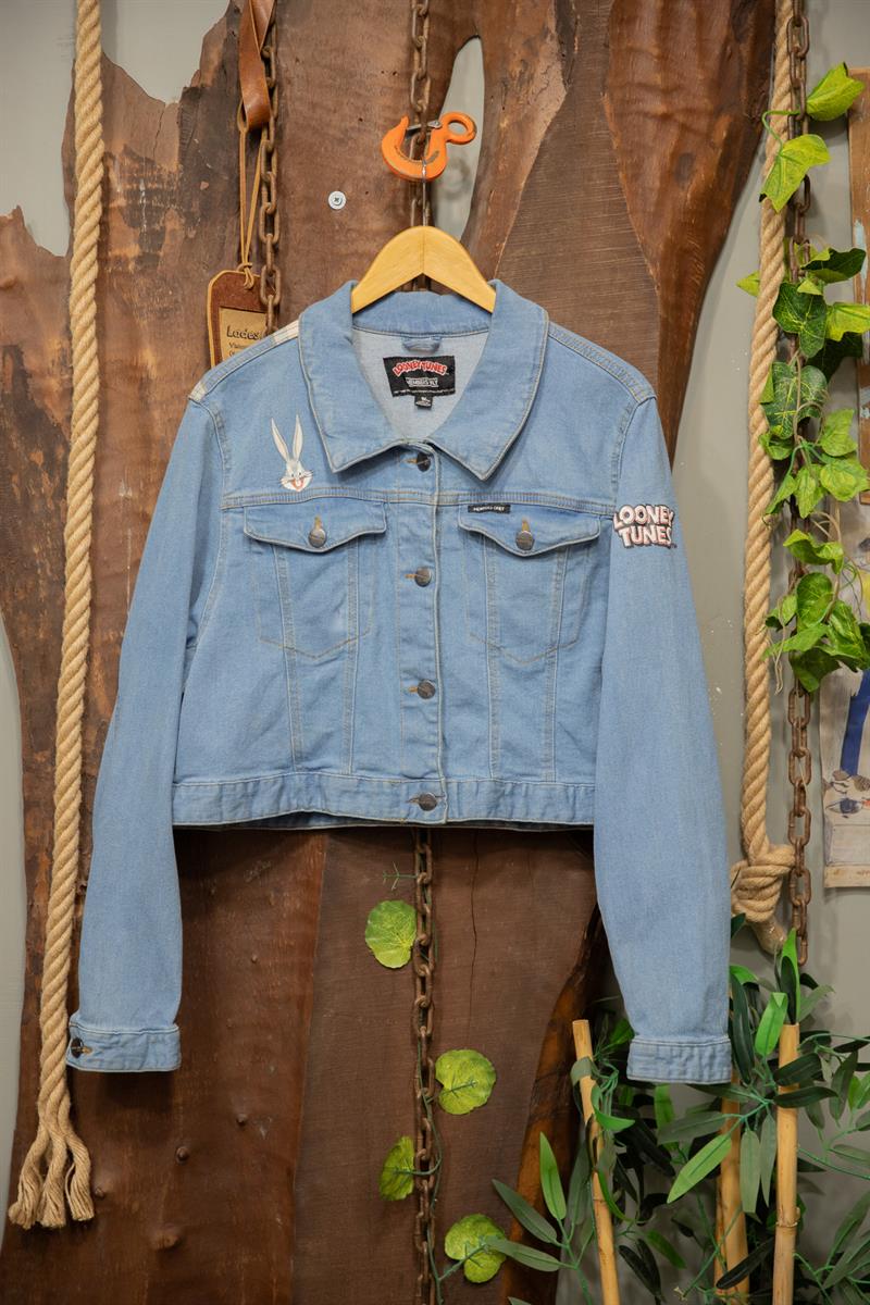 2000s Bugs Bunny Cropped Denim Ceket